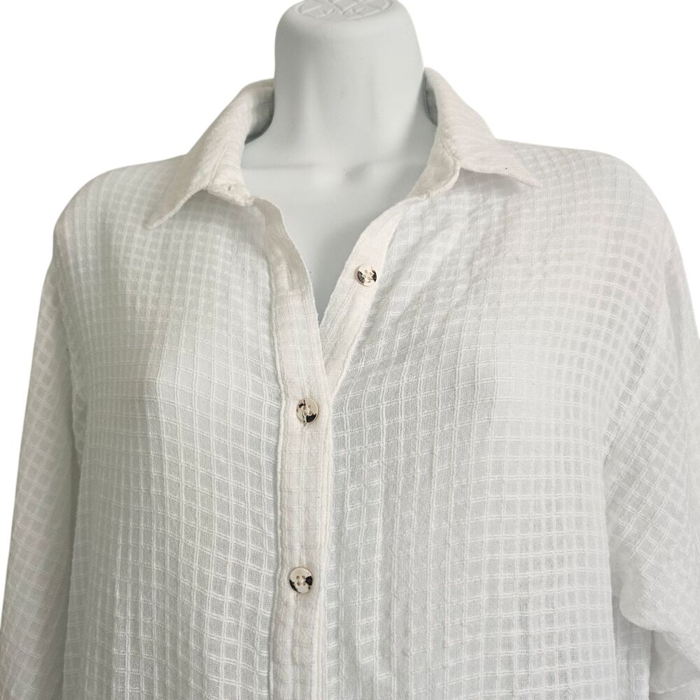 Anthropologie Mara Hoffman Swim S Midi Cover up Dress Shirt Gauze Oversized - Picture 11 of 12